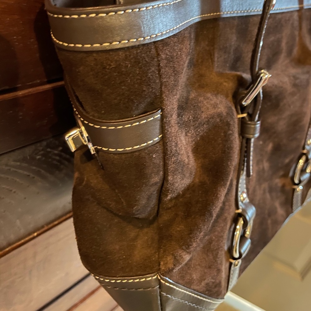BROWN SUEDE/LEATHER COACH handbag 2 straps